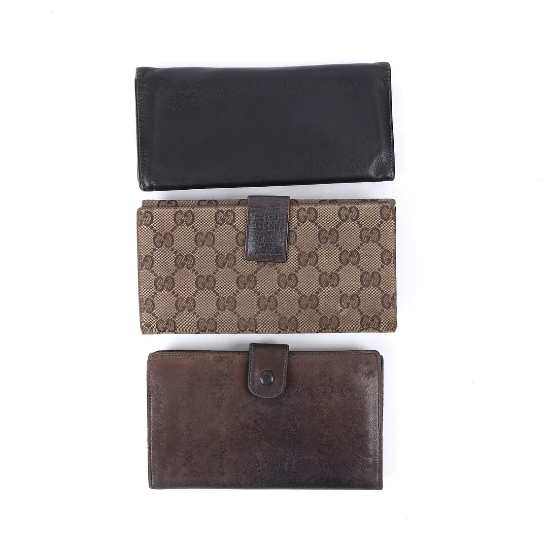 Vintage Gucci Chanel Dunhill Leather Wallet Set