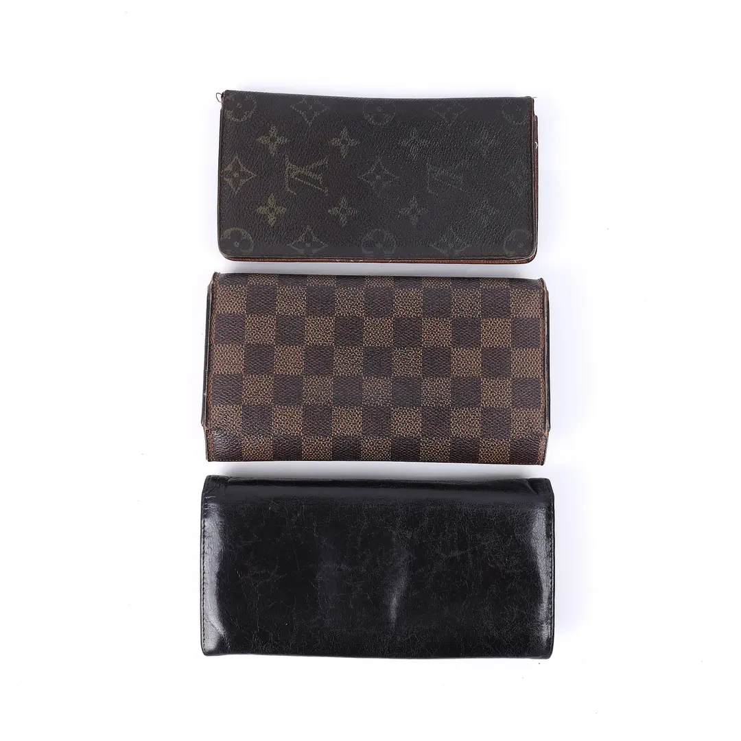 Louis Vuitton & Miu Miu Brown Black Canvas Leather Wallets