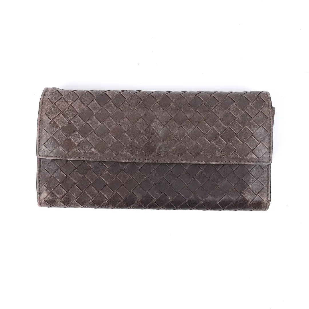 Louis Vuitton & Bottega Veneta Brown Leather Wallet Set