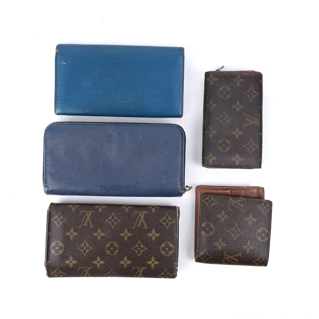 Louis Vuitton and Prada Leather Wallets Set of 5
