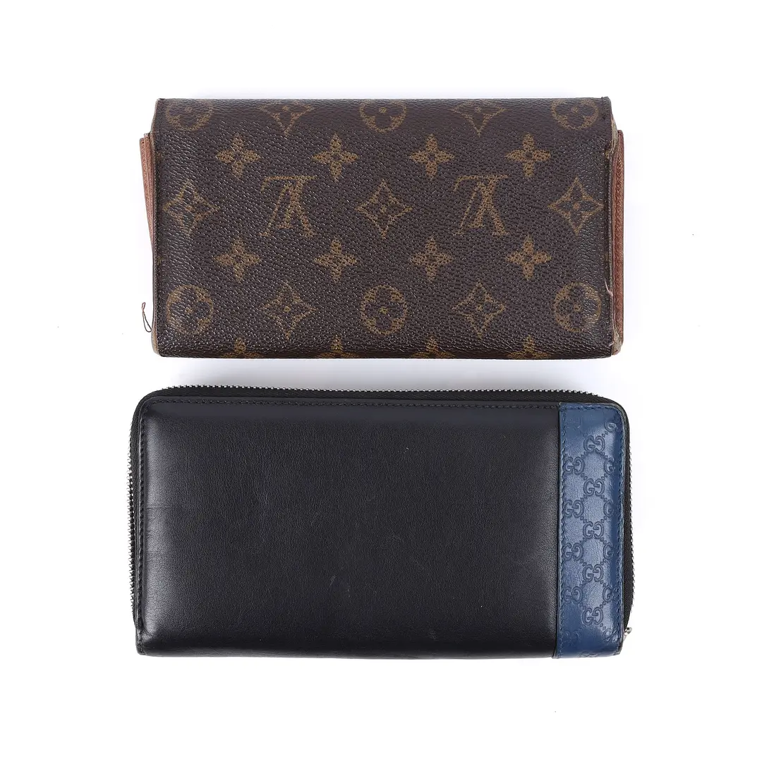 Louis Vuitton & Gucci Wallet Set Brown Black