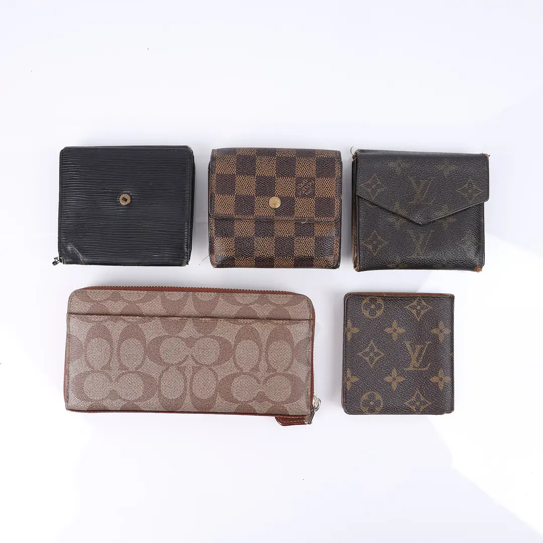 Louis Vuitton & Coach Brown Canvas Leather Wallet Set
