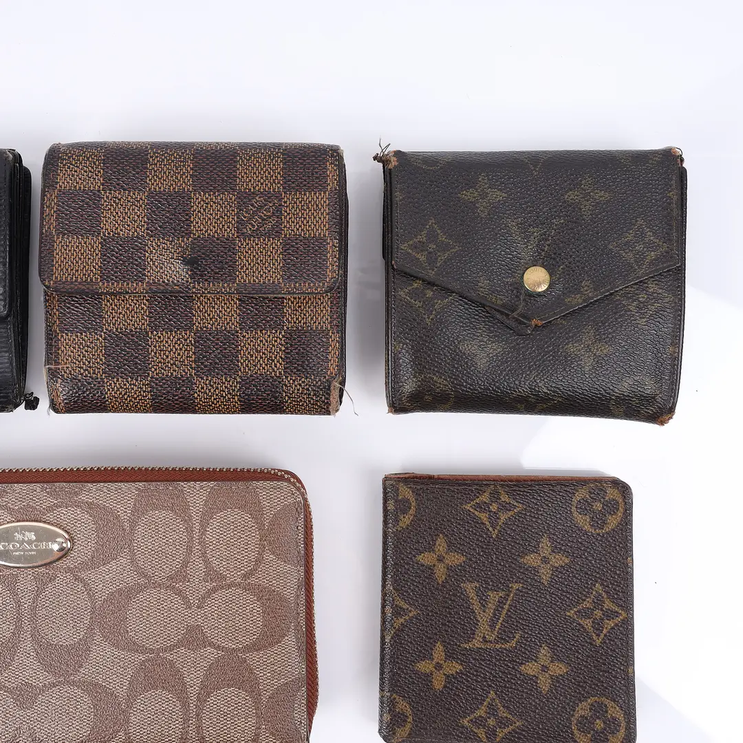 Louis Vuitton & Coach Brown Canvas Leather Wallet Set