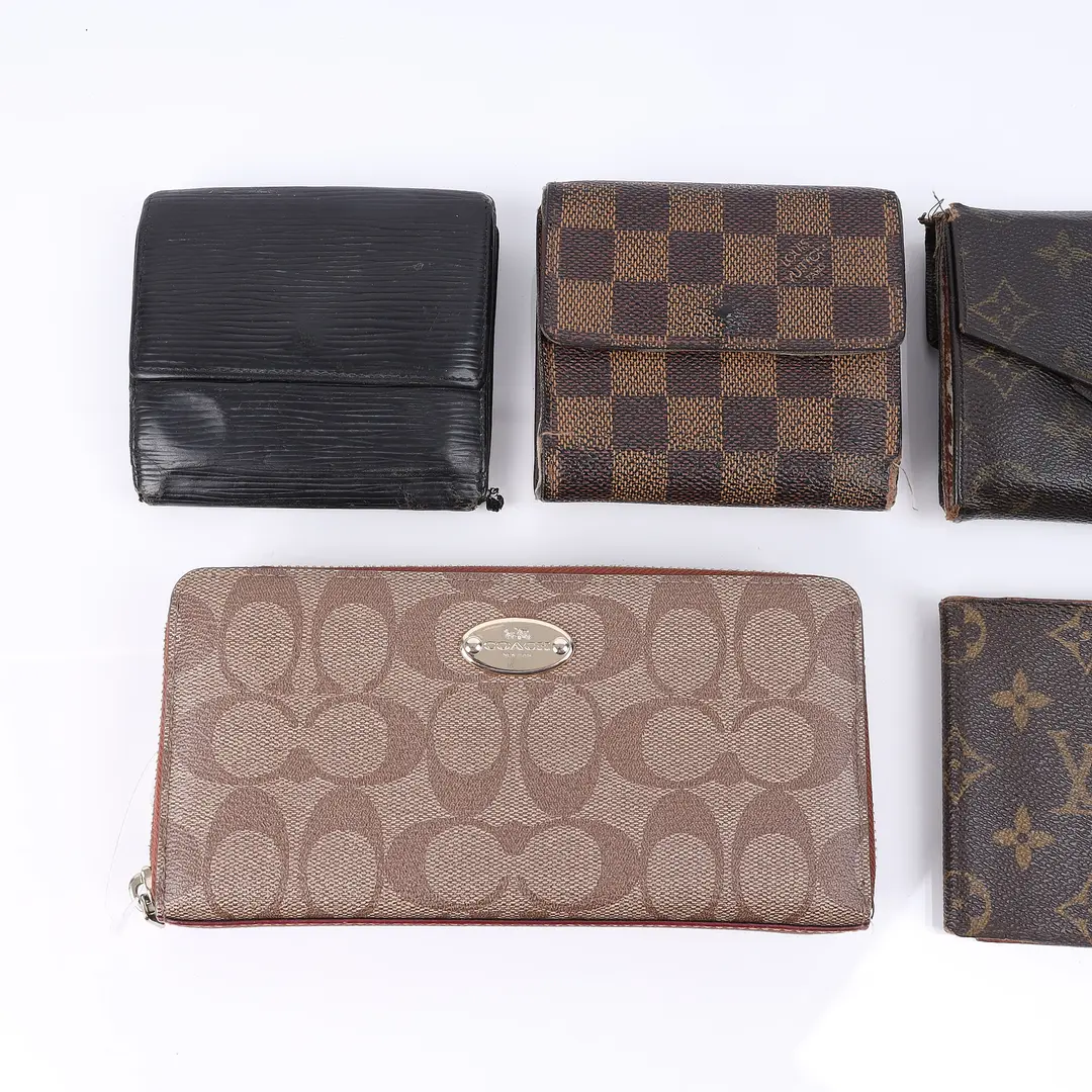 Louis Vuitton & Coach Brown Canvas Leather Wallet Set