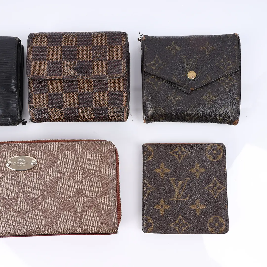 Louis Vuitton & Coach Brown Canvas Leather Wallet Set