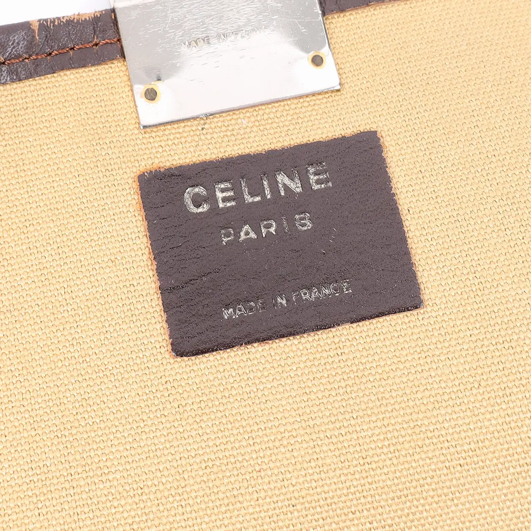 Celine Vintage C Macadam Brown Canvas Clutch Bag