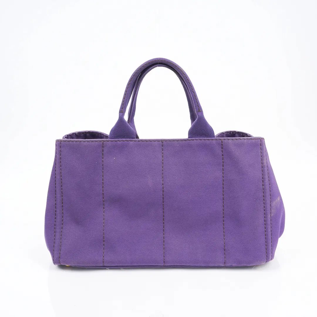 Prada Canapa Purple Canvas Tote Bag