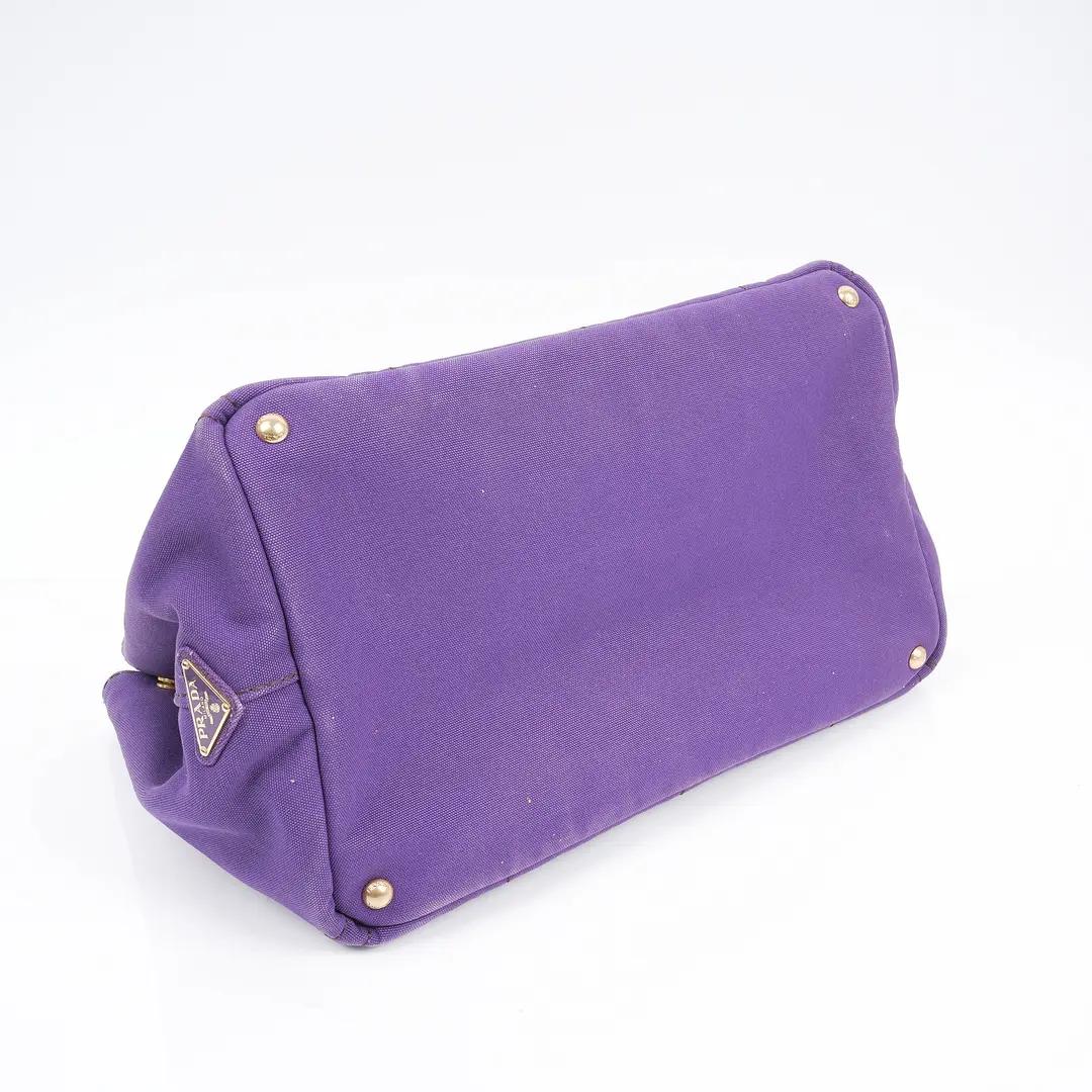 Prada Canapa Purple Canvas Tote Bag