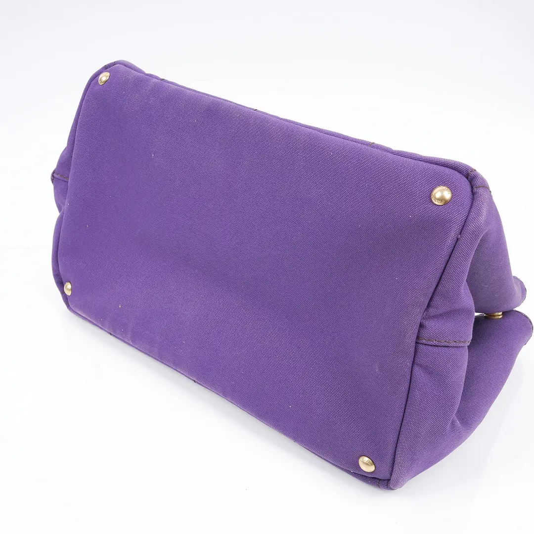 Prada Canapa Purple Canvas Tote Bag