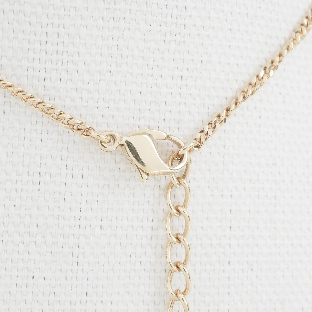 Dior Logo Rhinestone Circle Gold Necklace