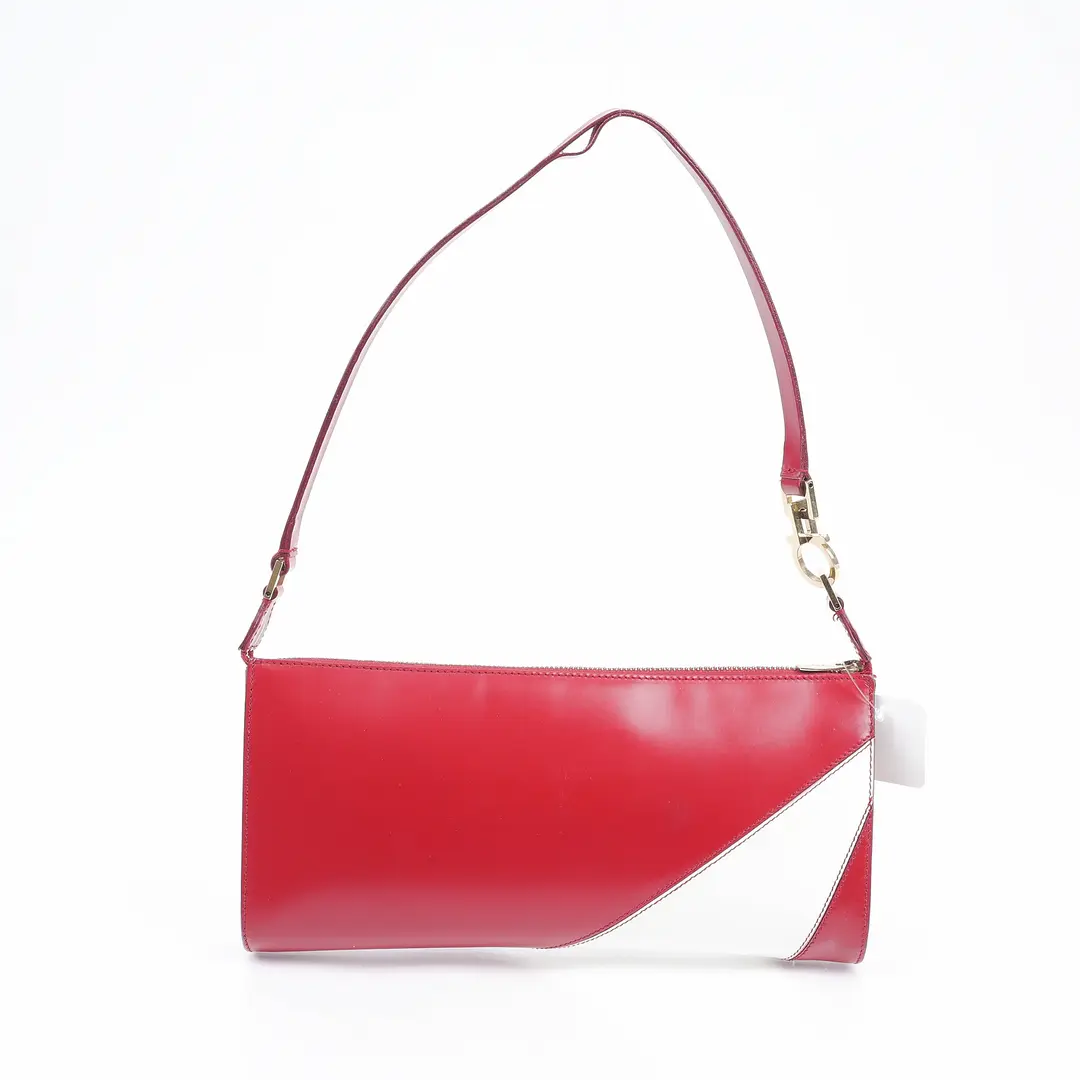 Salvatore Ferragamo Colorblock Red White Leather Shoulder Bag