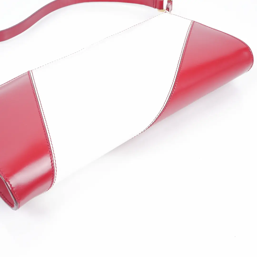 Salvatore Ferragamo Colorblock Red White Leather Shoulder Bag