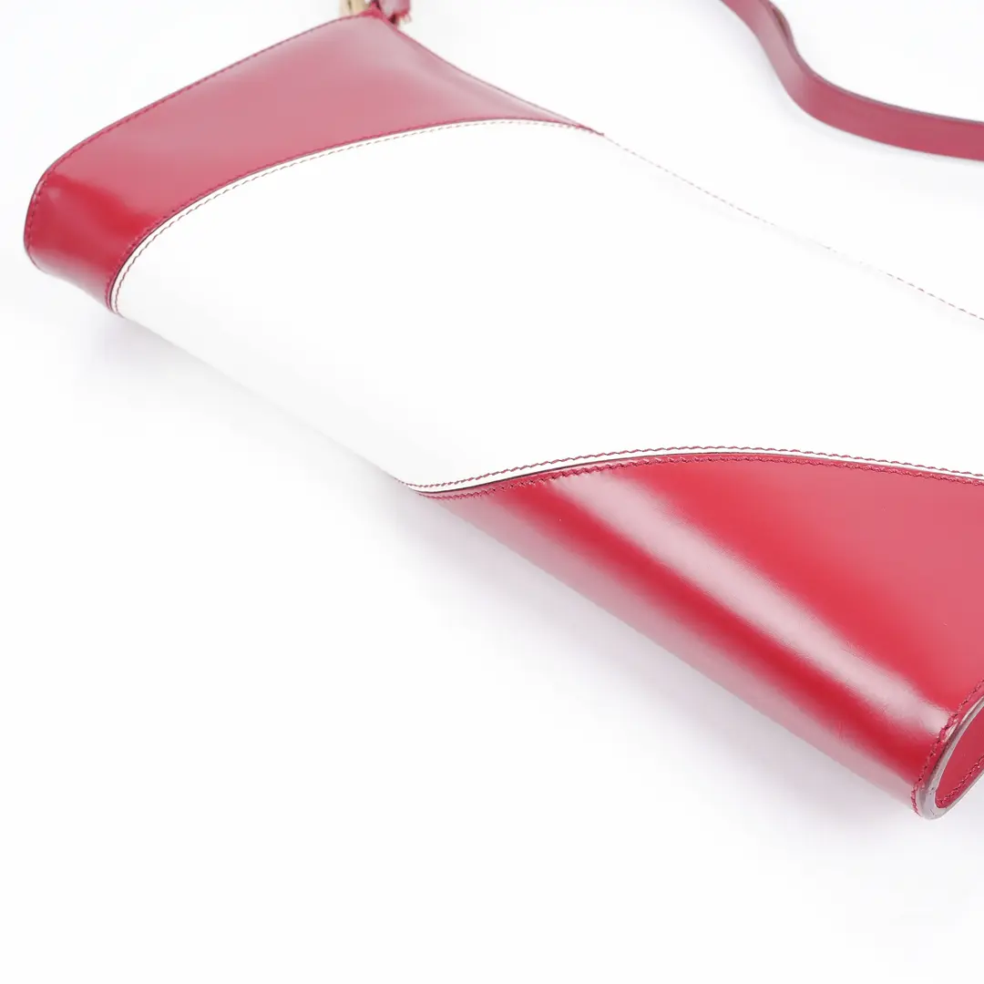 Salvatore Ferragamo Colorblock Red White Leather Shoulder Bag