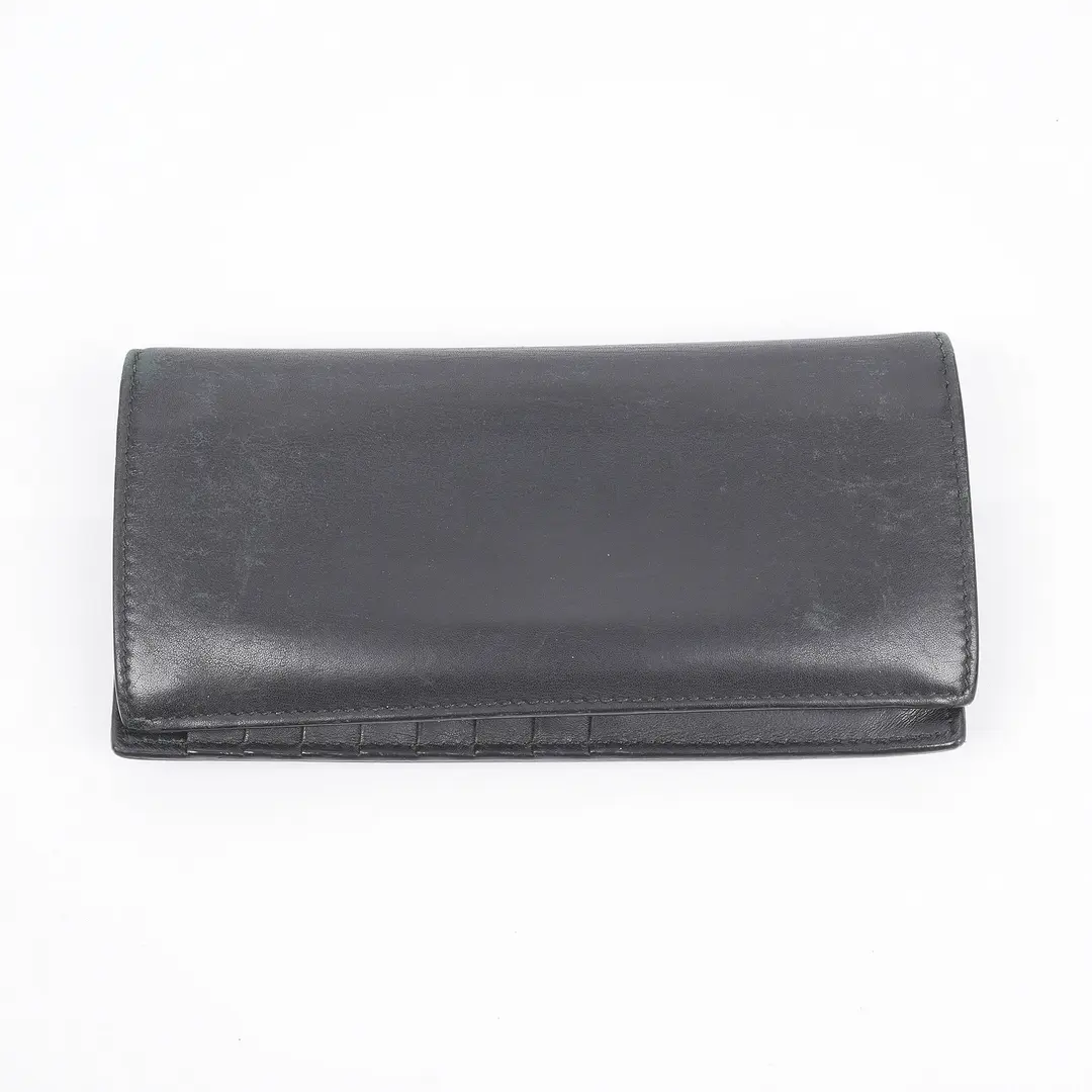 Gucci Embossed Logo Black Leather Long Wallet