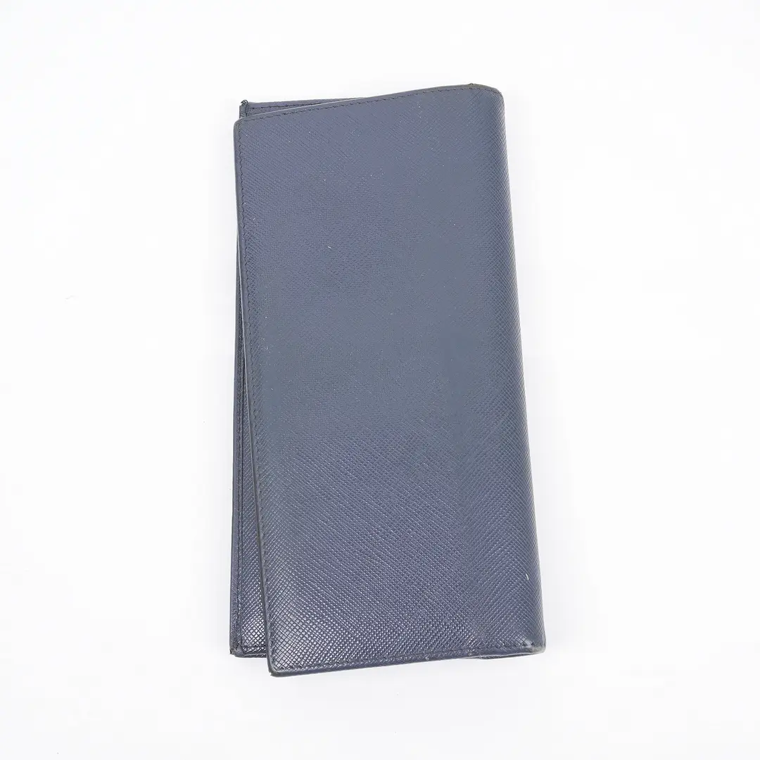 Prada Saffiano Blue Leather Long Wallet