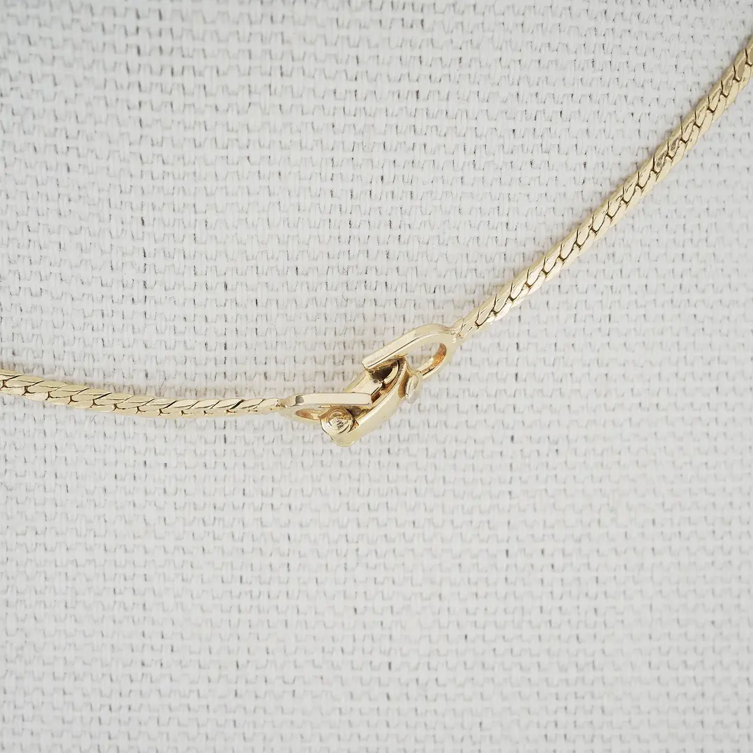 Dior Vintage V-Shape Crystal Drop Gold Necklace