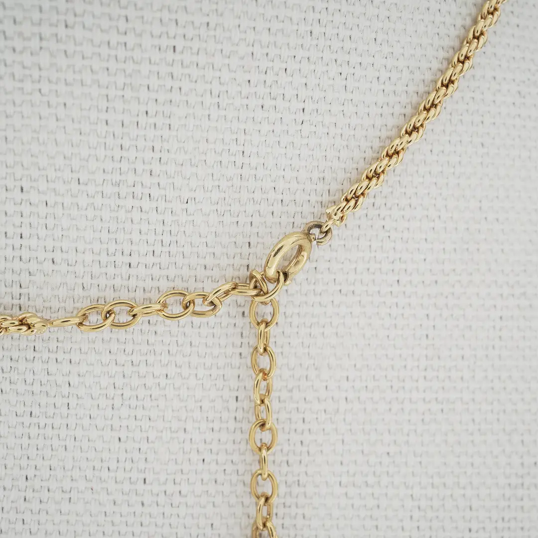 Dior Vintage Tri-Color Enamel Gold Necklace