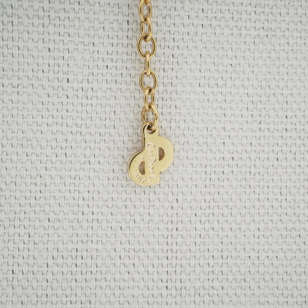 Dior Vintage Tri-Color Enamel Gold Necklace