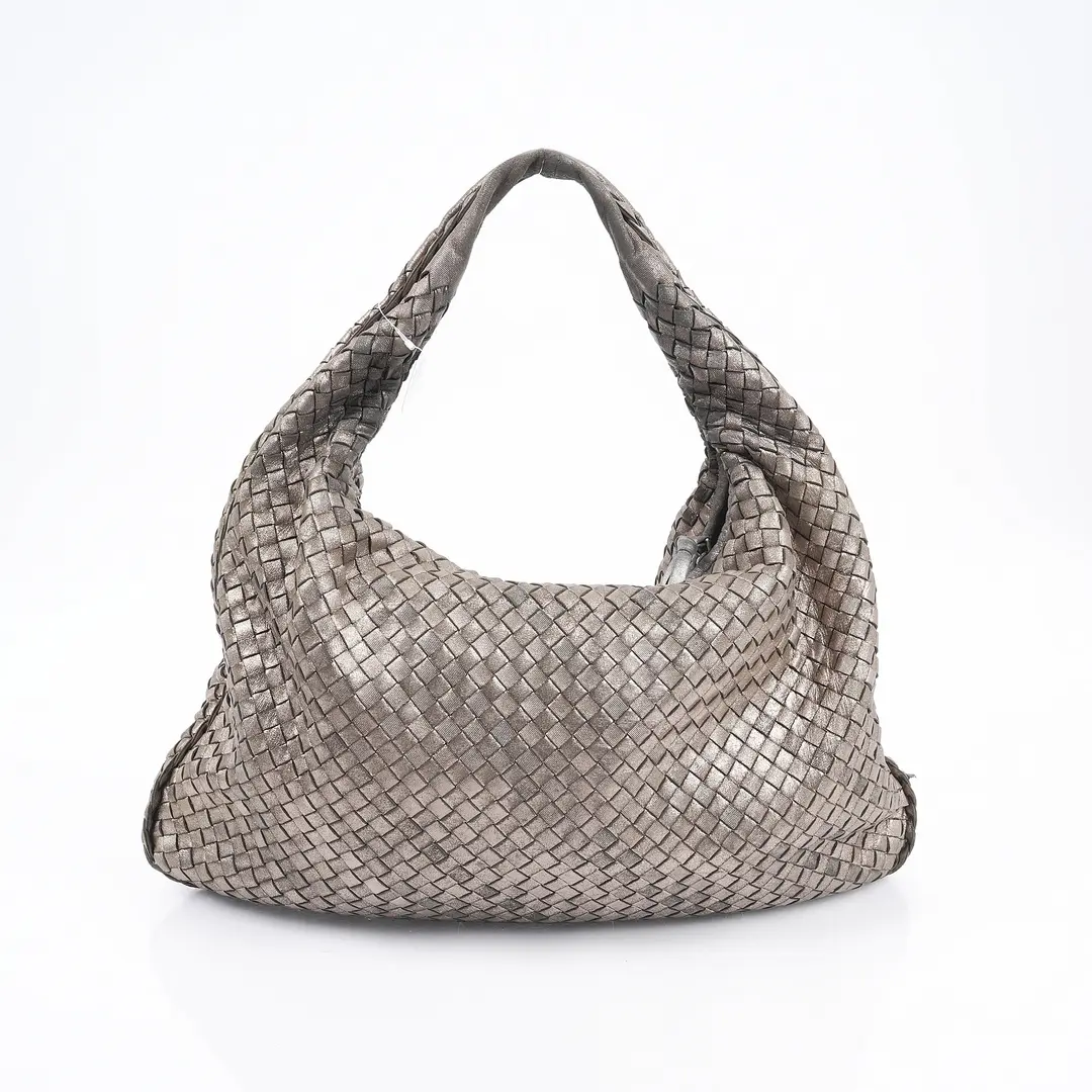 Bottega Veneta Veneta Silver Intrecciato Shoulder Bag