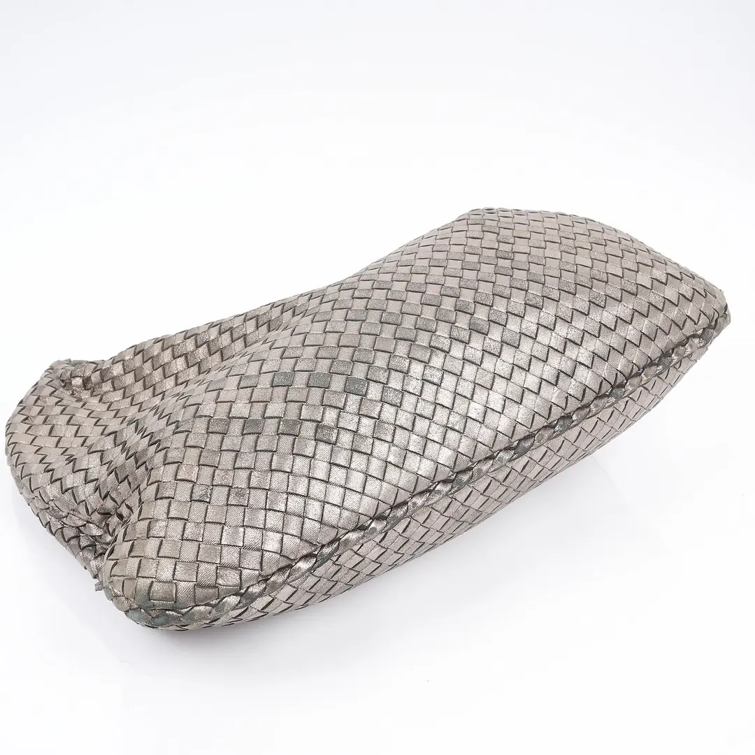 Bottega Veneta Veneta Silver Intrecciato Shoulder Bag
