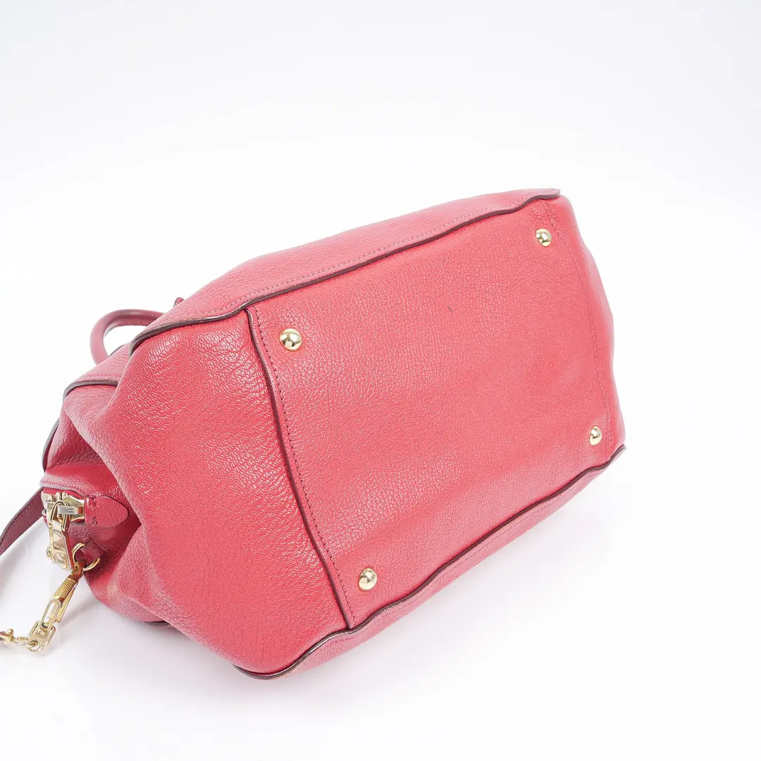 Miu Miu Madras Red Leather Shoulder Bag