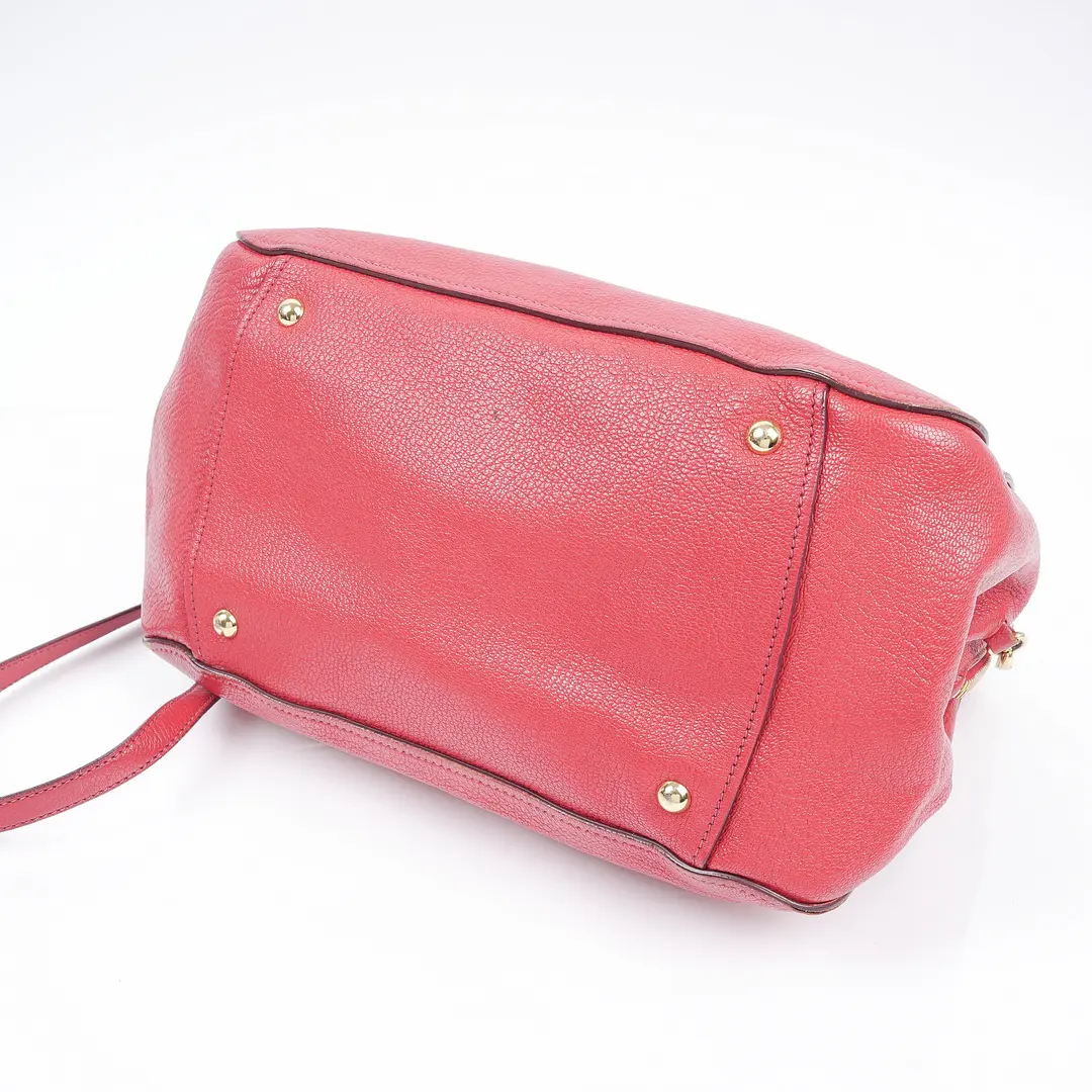 Miu Miu Madras Red Leather Shoulder Bag