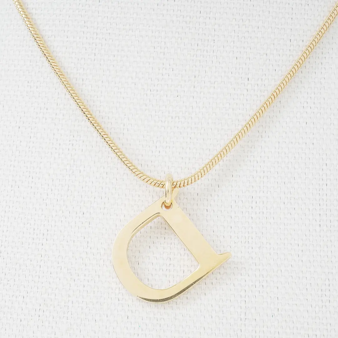 Dior Logo Gold Plated Pendant Necklace