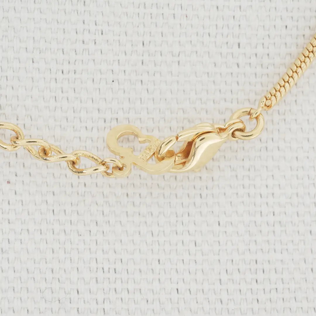 Dior Logo Gold Plated Pendant Necklace
