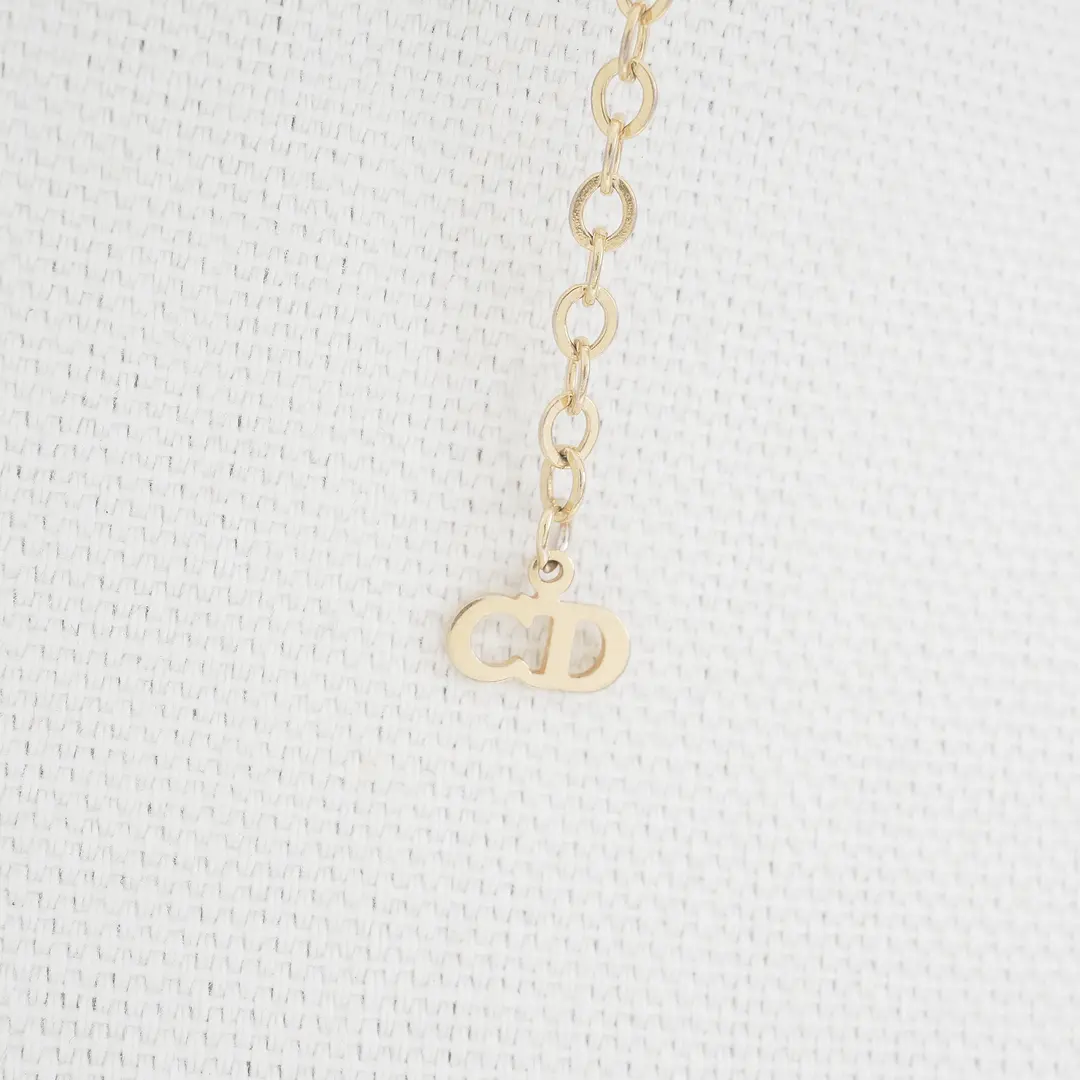 Dior Vintage Handbag Motif Gold Metal Necklace