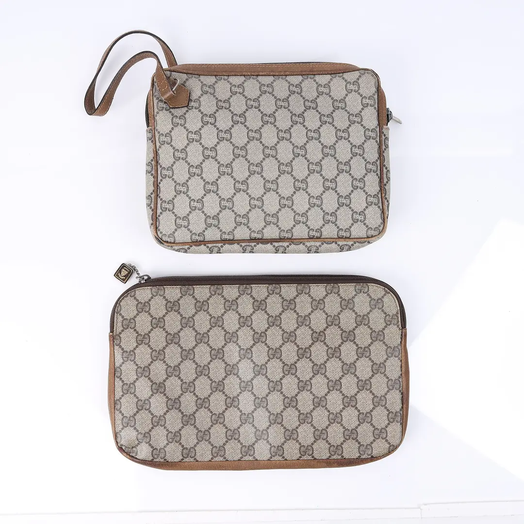 Gucci Plus Brown GG Canvas Clutch Bag Set