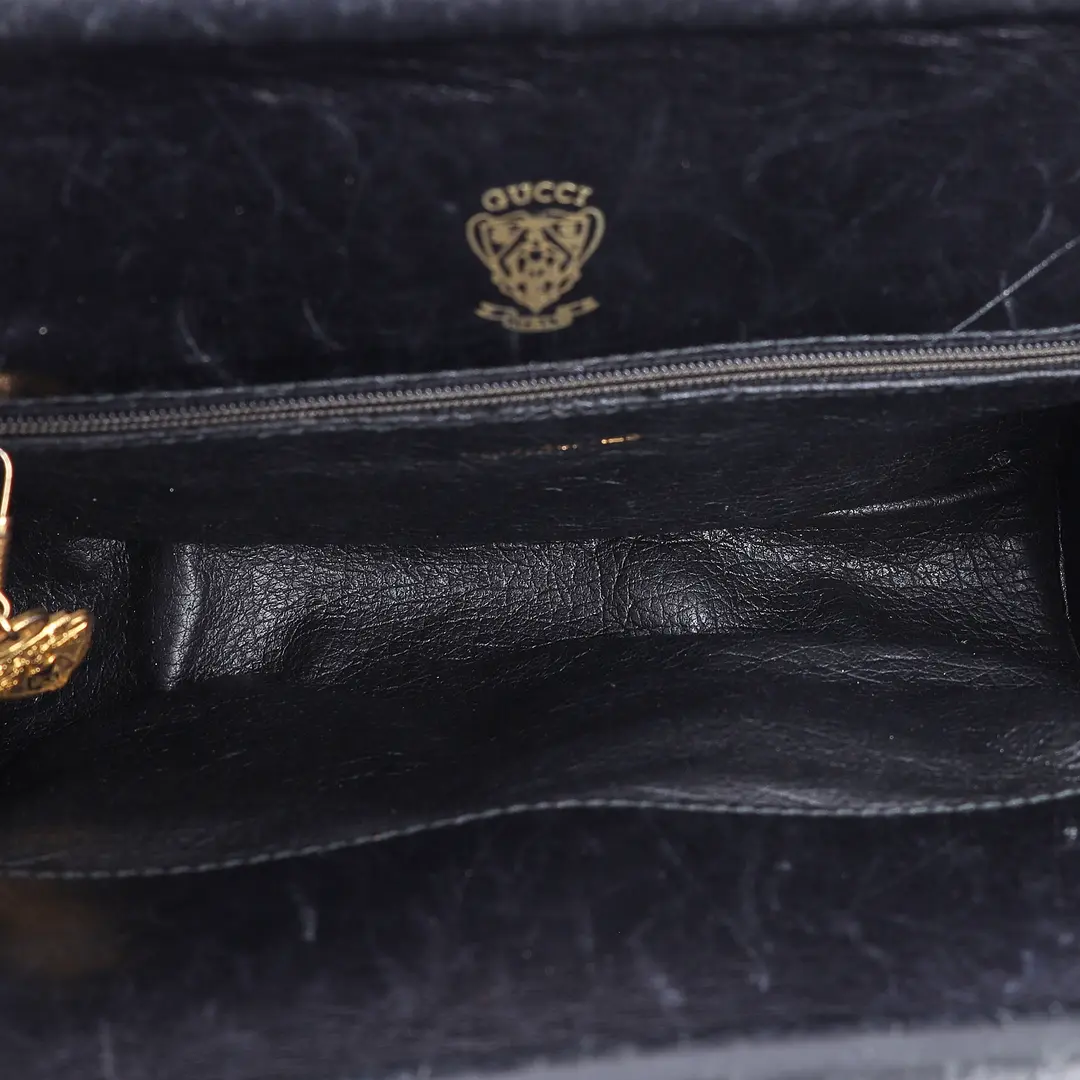 Gucci Vintage GG Canvas Black Shoulder Bag