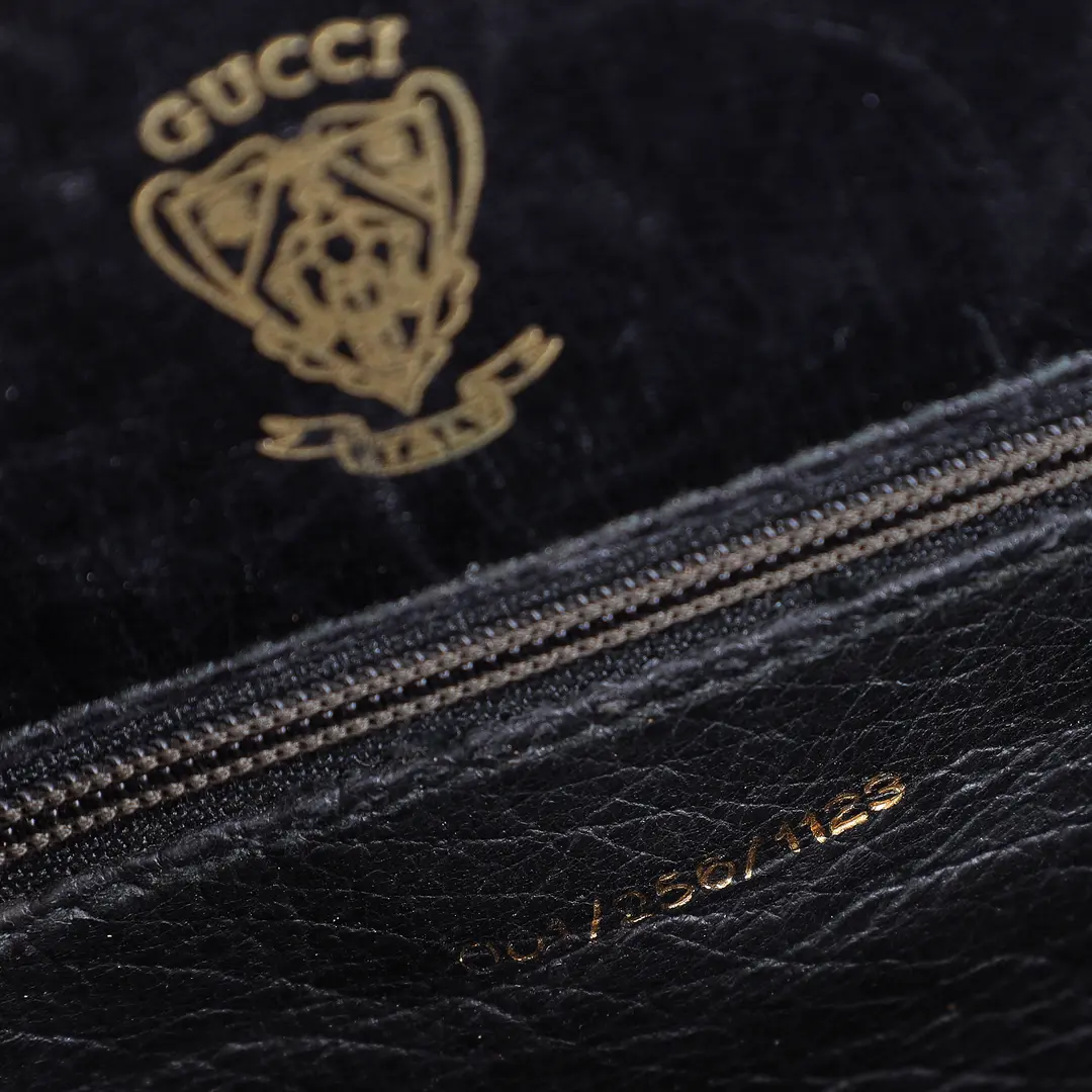Gucci Vintage GG Canvas Black Shoulder Bag