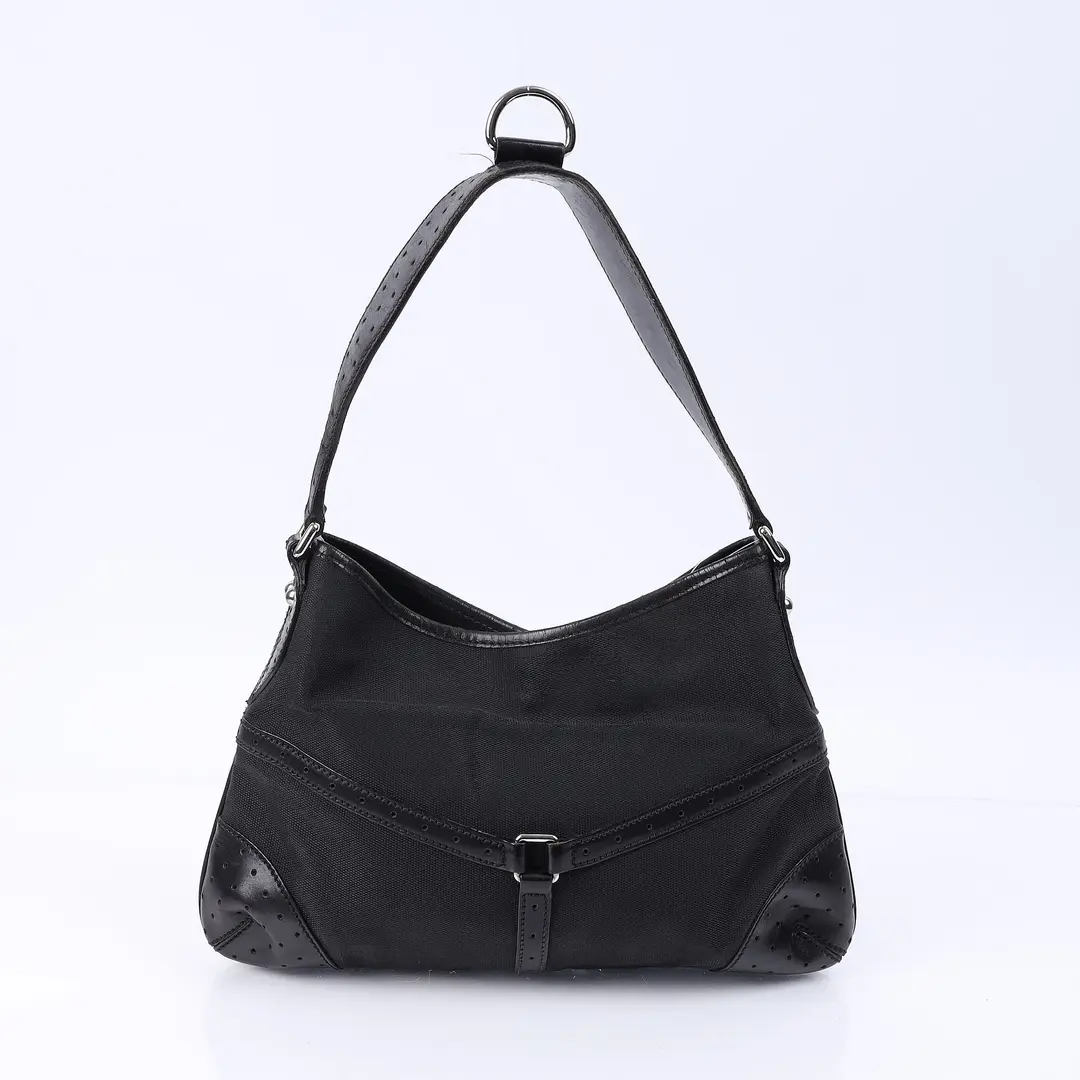 Gucci Interlocking G Black Canvas Shoulder Bag