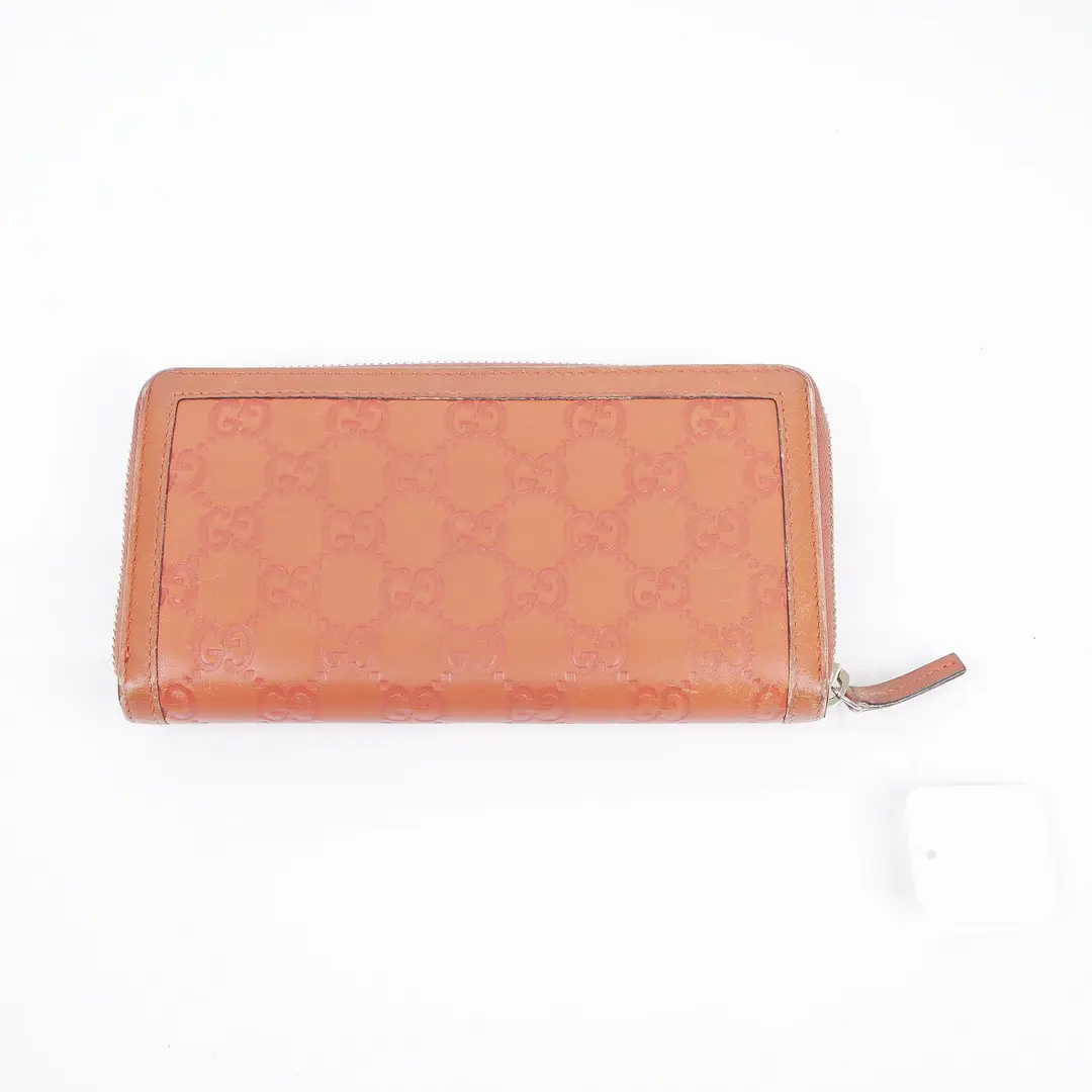 Gucci Lovely Brown Guccissima Leather Zip Around Wallet
