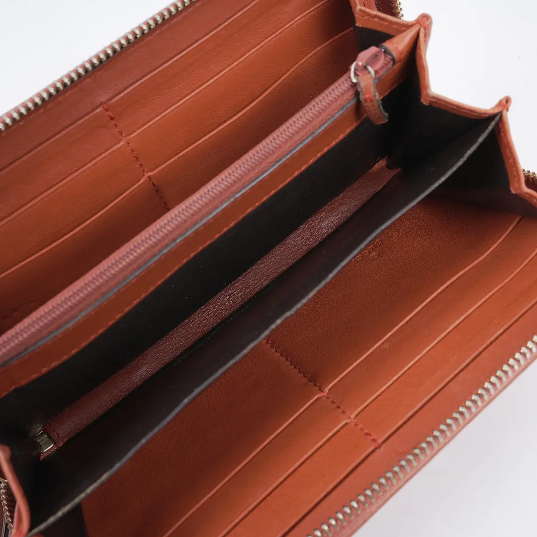 Gucci Lovely Brown Guccissima Leather Zip Around Wallet