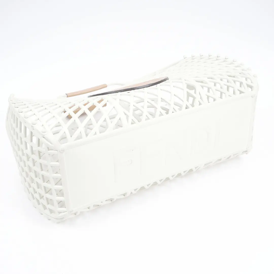 Fendi Basket Medium White Recycled Plastic Tote Bag