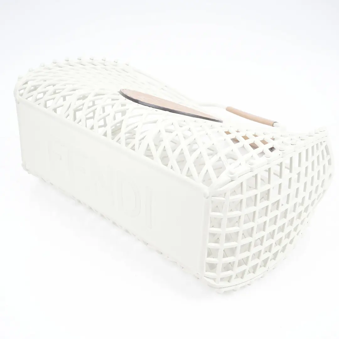 Fendi Basket Medium White Recycled Plastic Tote Bag