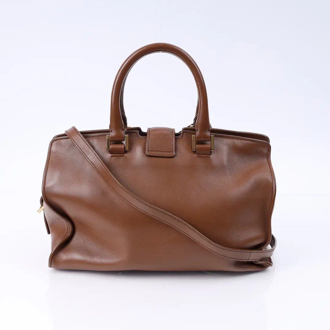 Saint Laurent Y Ligne Cabas Brown Leather Shoulder Bag