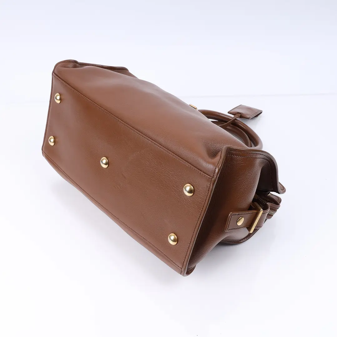 Saint Laurent Y Ligne Cabas Brown Leather Shoulder Bag