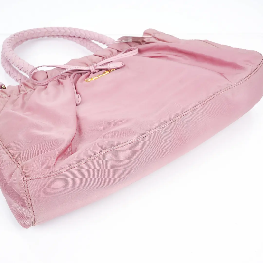 Prada Tessuto Bow Pink Nylon Shoulder Bag