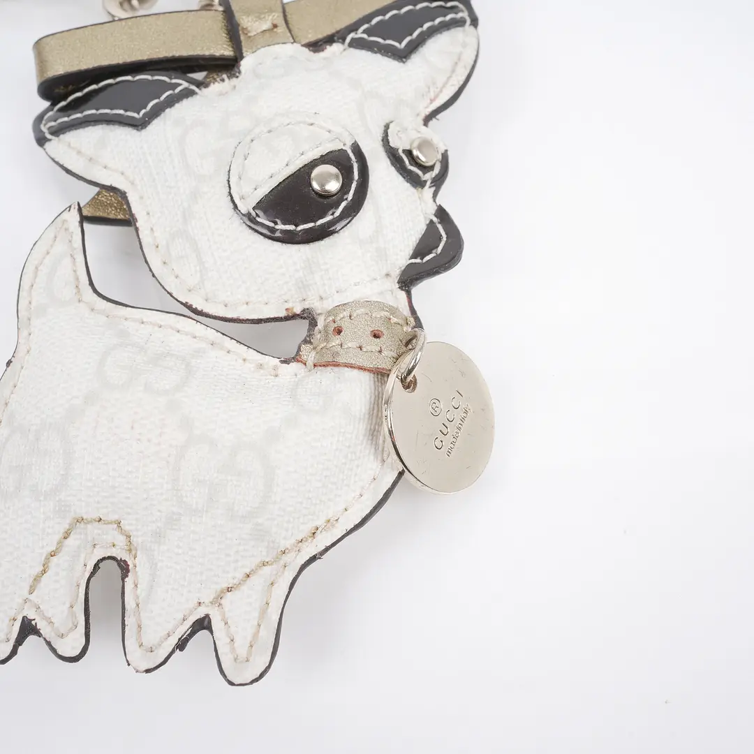Gucci Guccioli Chihuahua White GG Canvas Bag Charm