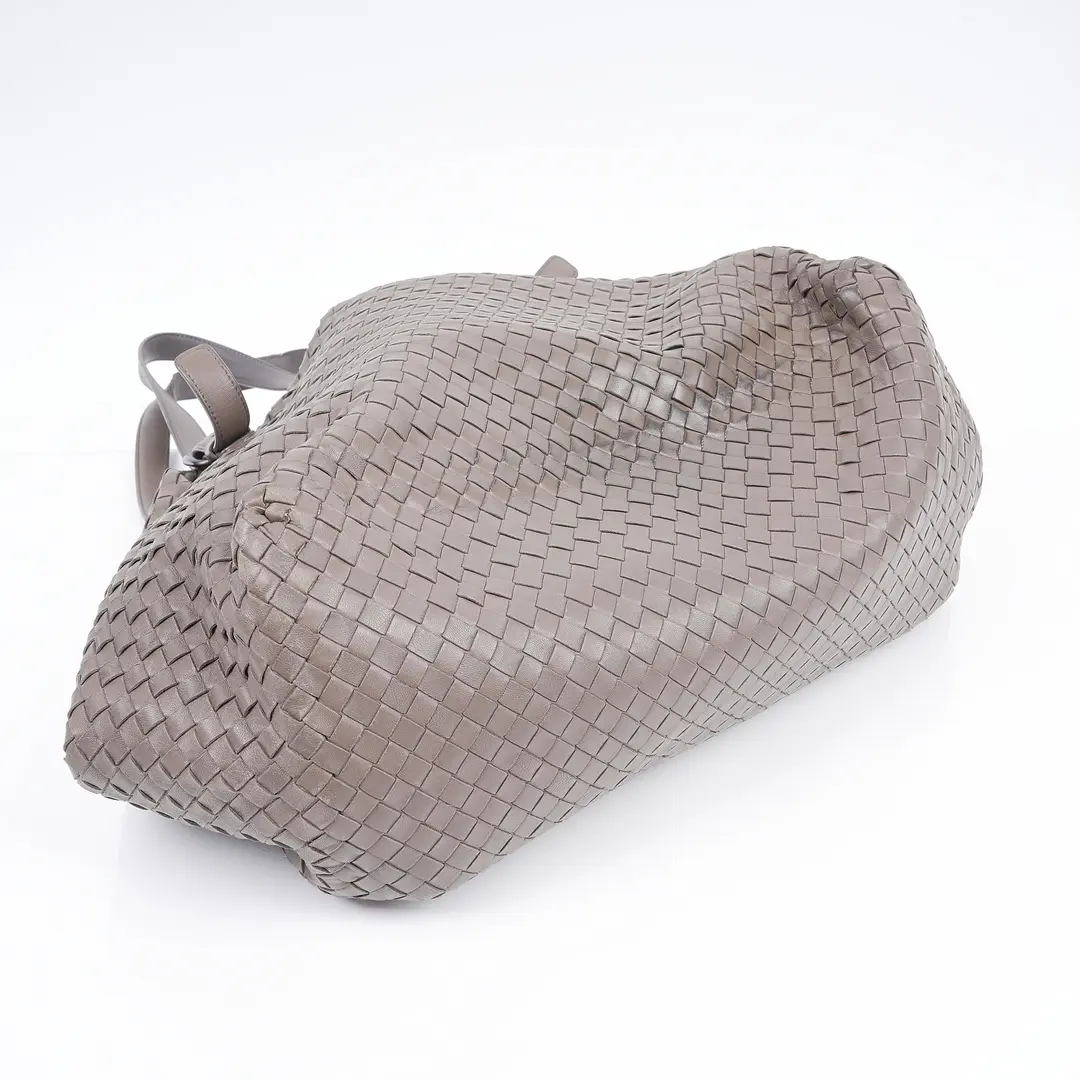 Bottega Veneta Intrecciato Gray Leather Shoulder Bag