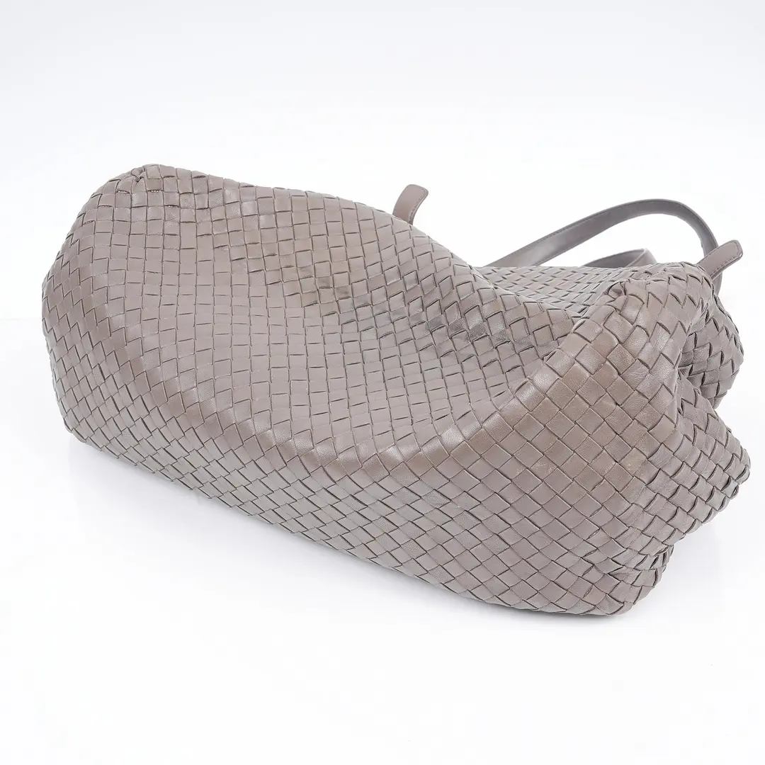 Bottega Veneta Intrecciato Gray Leather Shoulder Bag