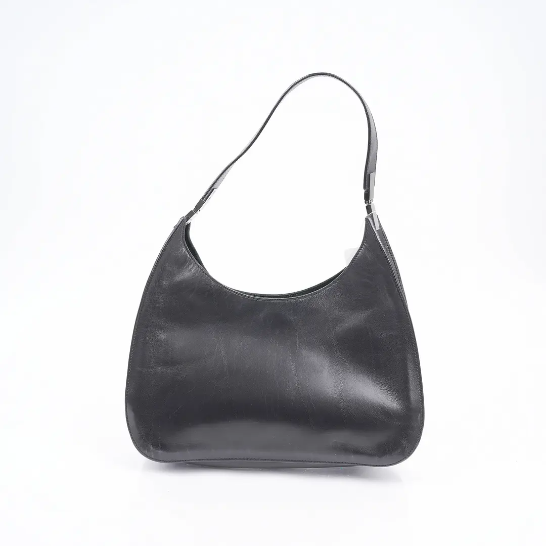 Gucci Vintage Hobo Black Leather Shoulder Bag