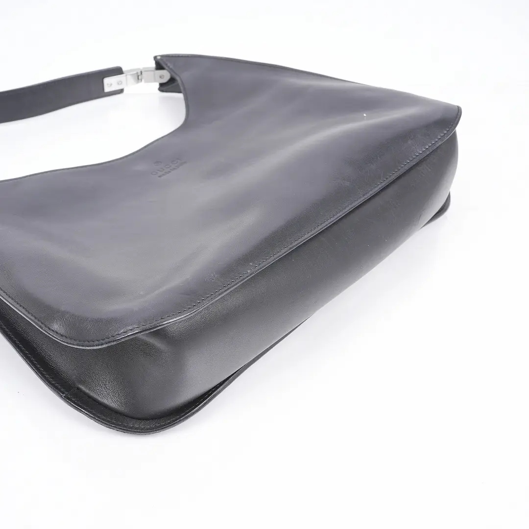Gucci Vintage Hobo Black Leather Shoulder Bag