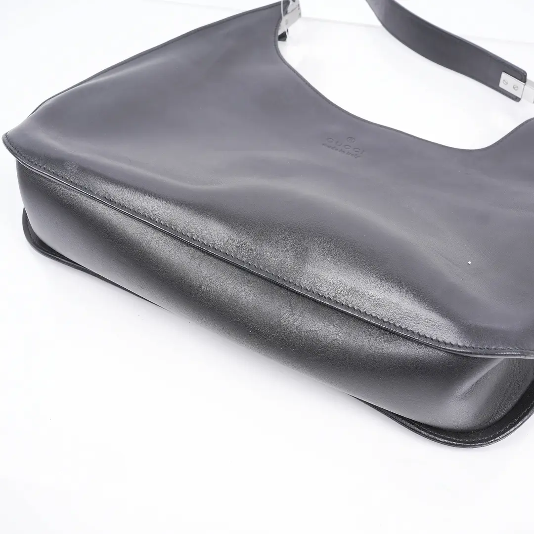 Gucci Vintage Hobo Black Leather Shoulder Bag