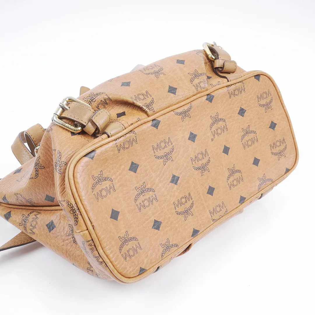 MCM Visetos Brown Canvas Shoulder Bag