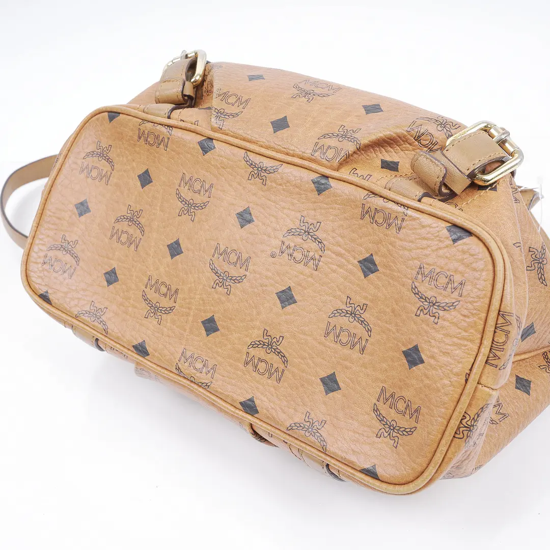 MCM Visetos Brown Canvas Shoulder Bag