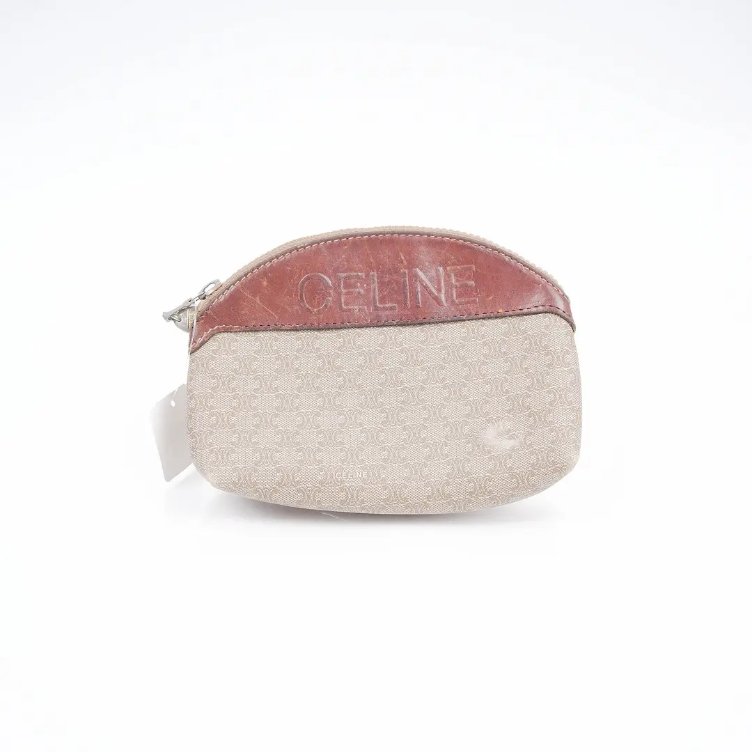 Celine Macadam Beige Canvas Cosmetic Pouch
