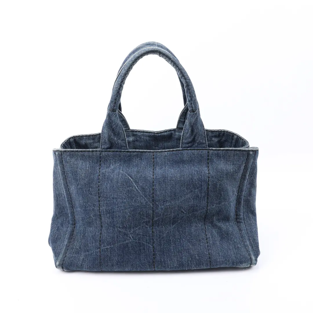 Prada Canapa Blue Denim Tote Bag